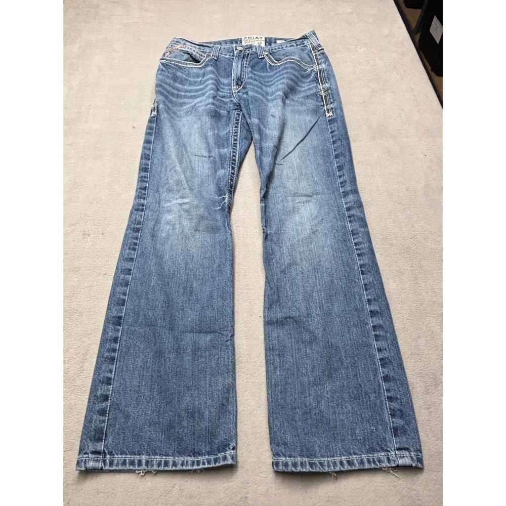 Ariat M4 Relaxed Boot Cut Jeans Mens 32x32 Medium Wash Blue Denim Contrast